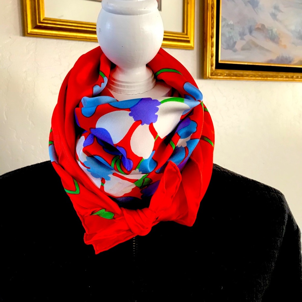 CHRISTIAN DIOR vintage france soie silk scarf